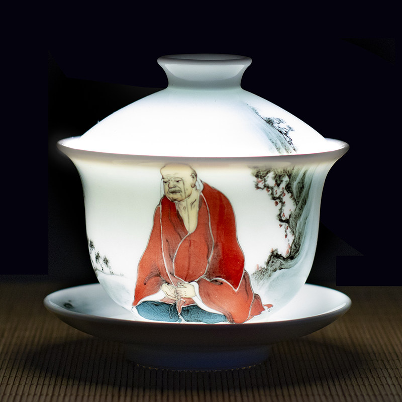 【拍4免1】齐白石嫡传弟子 国家工艺美术大师 刘培竹 悟 盖碗