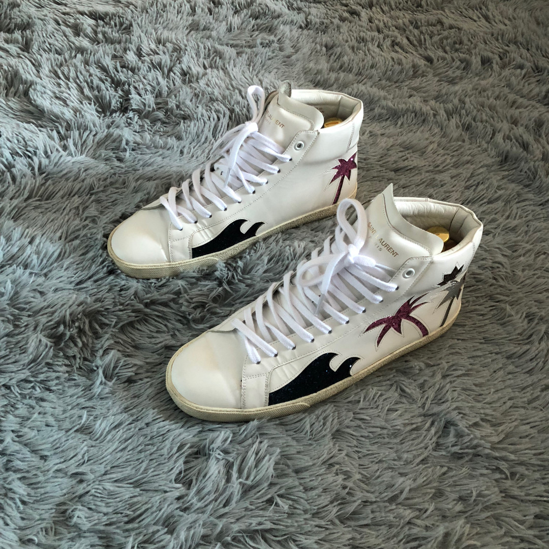 Saint Laurent High-Top Palm Tree Sneakers — front