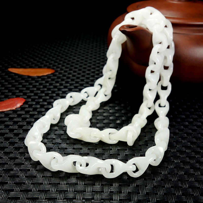 2苏州精雕和田玉细腻油润精雕细琢男士一体项链54.56克