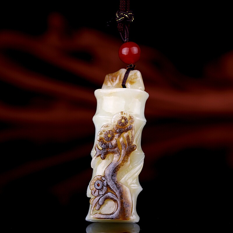 买就送赠品【节节高升】精品收藏和田玉巧雕竹节挂件59.63g