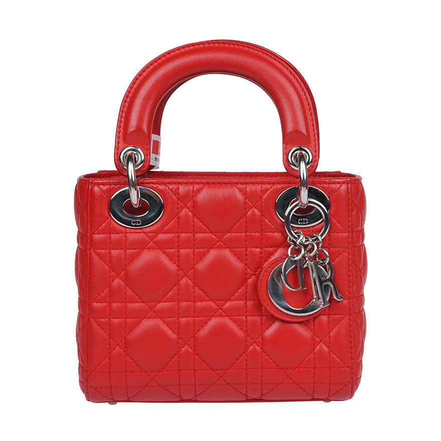 [9.5新]dior迪奥女士lady dior红色三格戴妃包手提包