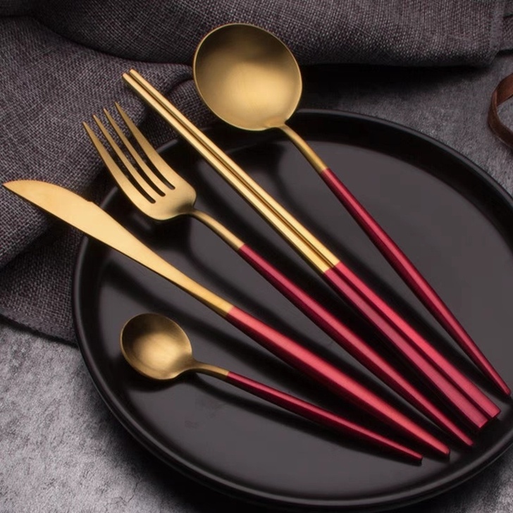 #家居用品#黑金叉勺全新304不锈钢餐具葡萄牙系列刀叉勺套装