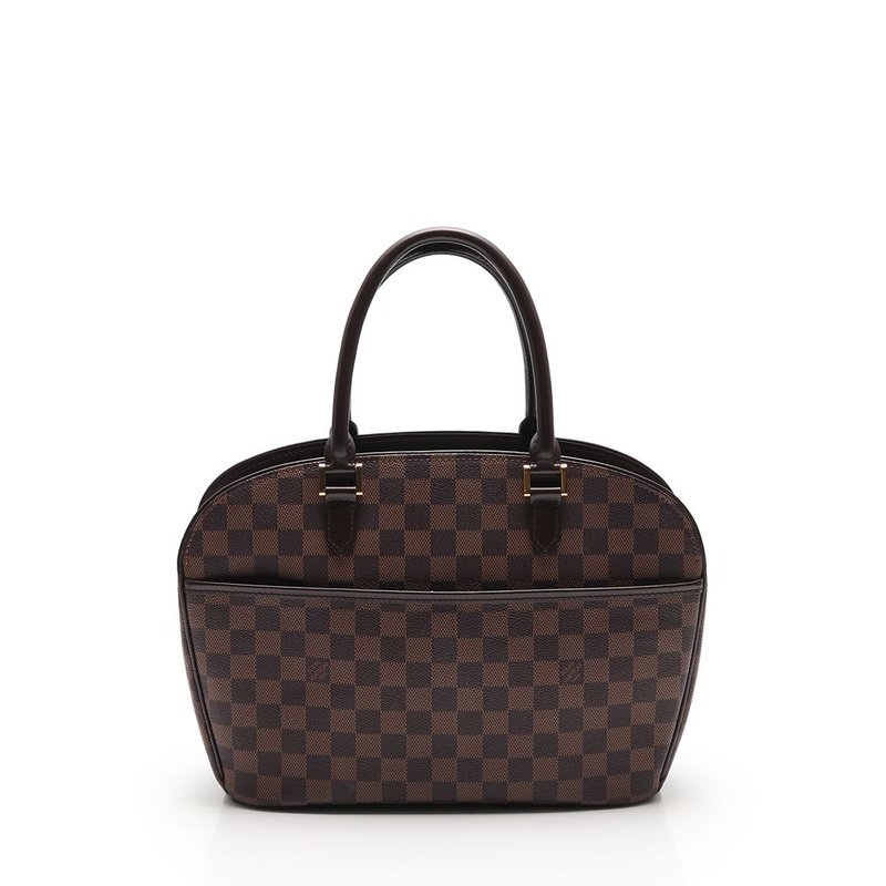 [无保留价9.5新]路易威登lv女士棋盘格手提包pvc真皮茶色411023