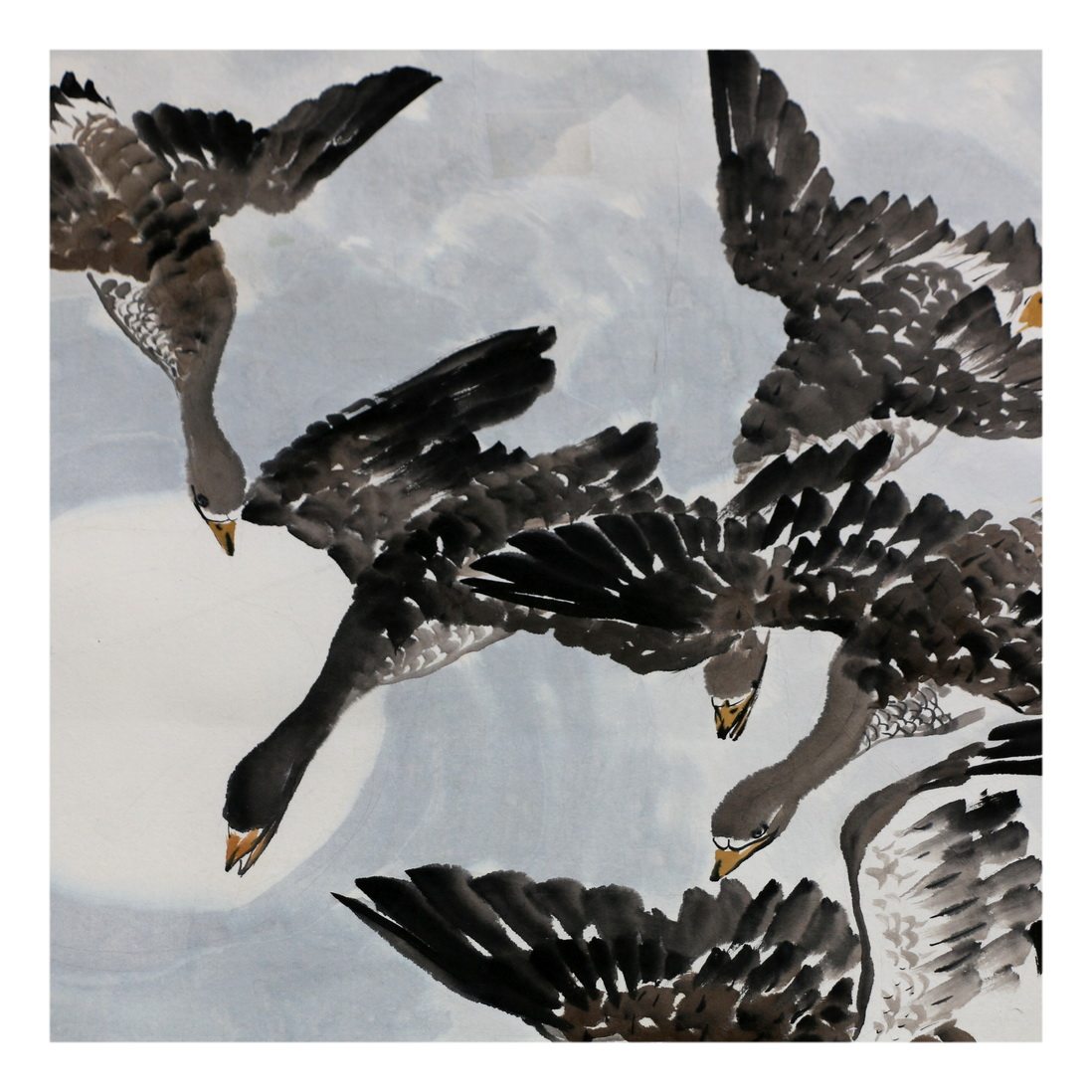 视频看货 朝鲜画 功勋艺术家徐光益《大雁》万寿台创作社