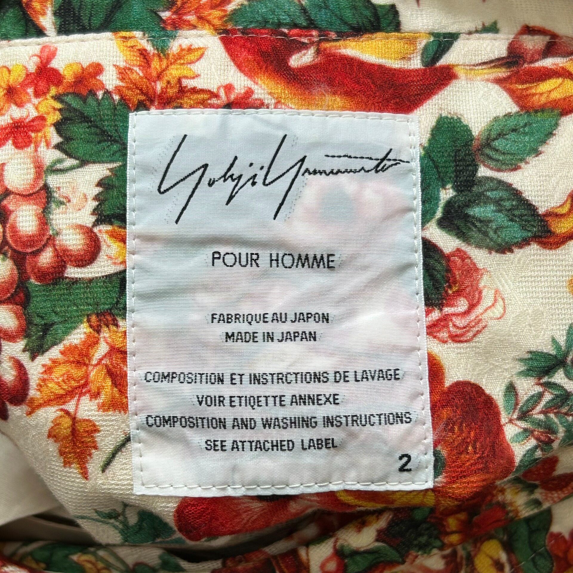 Yohji Yamamoto 11SS Floral Suit Jacket — label