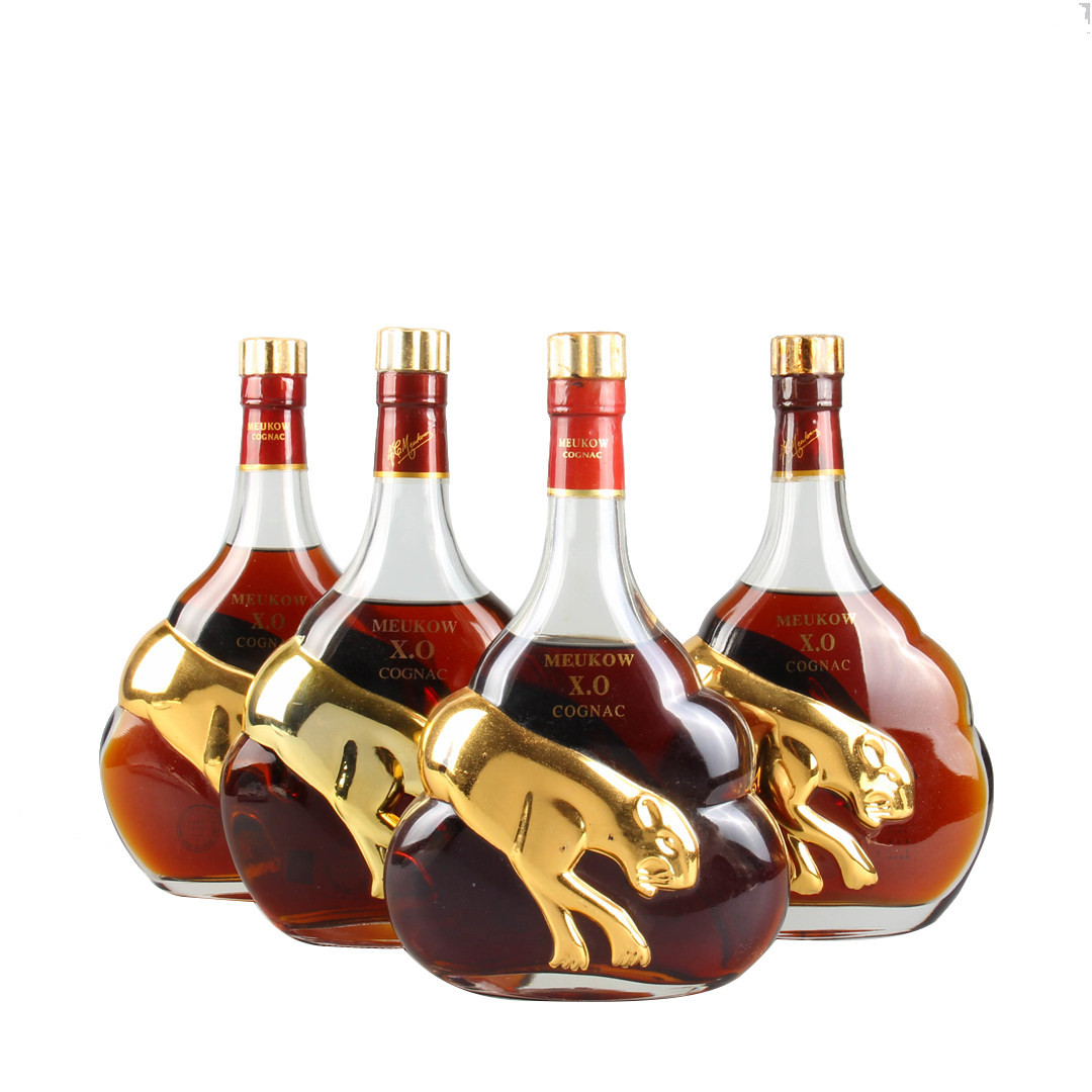 20.【免保】90年代墨高金豹xo干邑 40度700ml*4瓶老洋酒拍卖