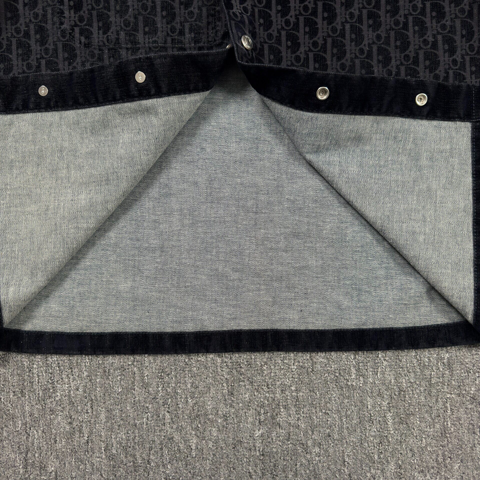 Dior Dark Blue Flocked All-Over Print Shirt — back