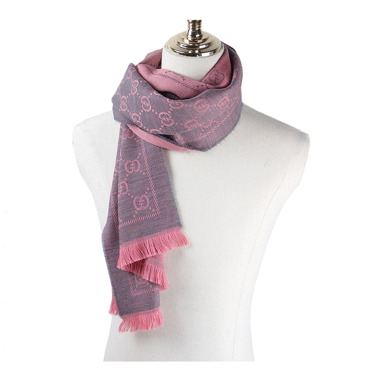 [9.9新] 古驰 女士logo印花羊毛长款围巾