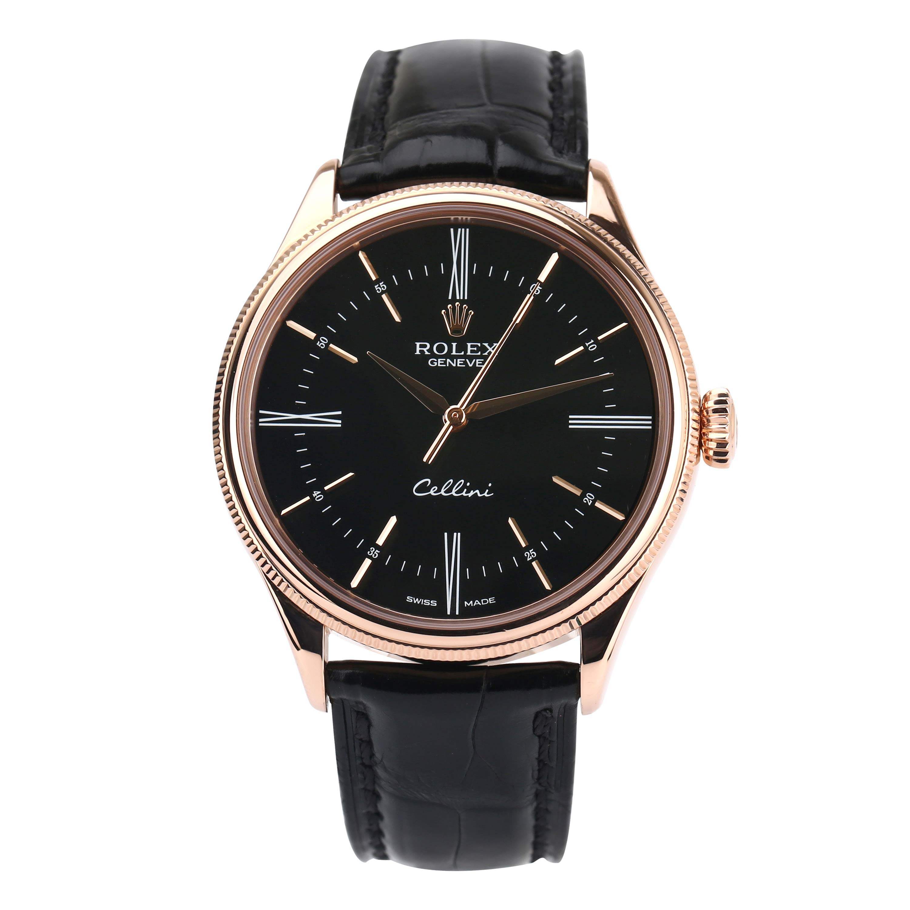 [9.5新]劳力士50505切利尼系列18k玫瑰金自动机械男表 - 拍卖