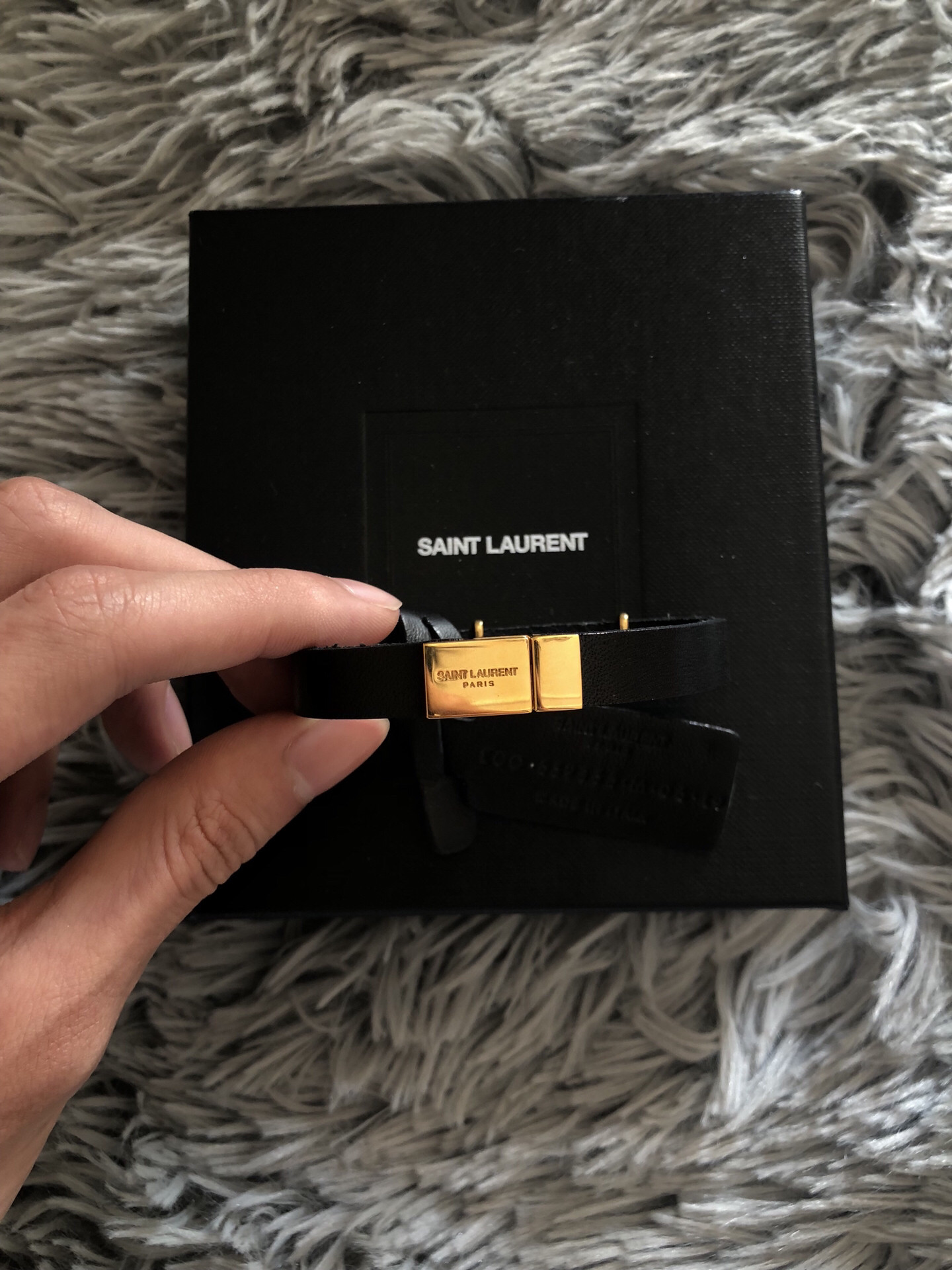 Saint Laurent Gold YSL Logo Bracelet — front
