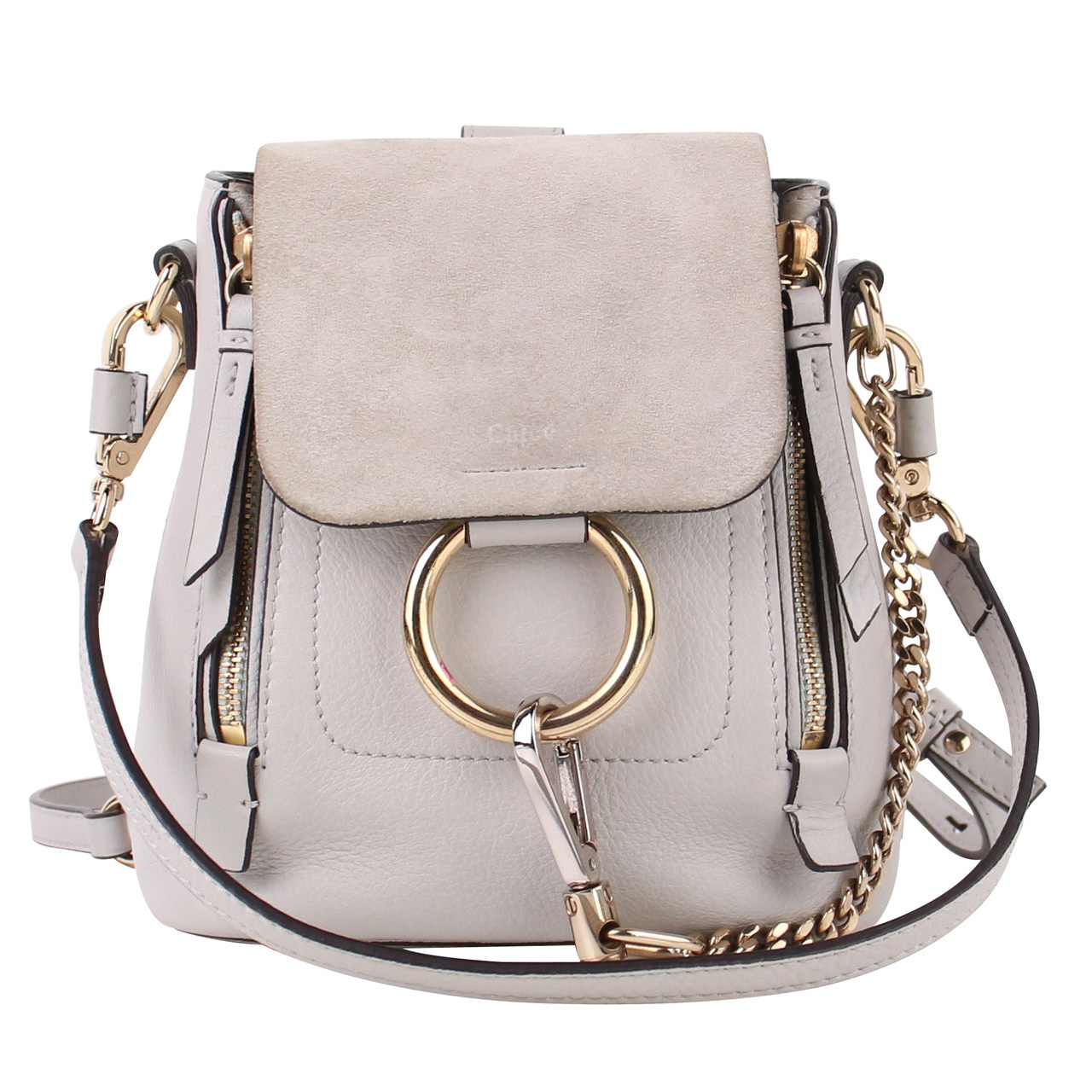 [9.0新]蔻依/chloe淡灰蓝色女士双肩包 26b场