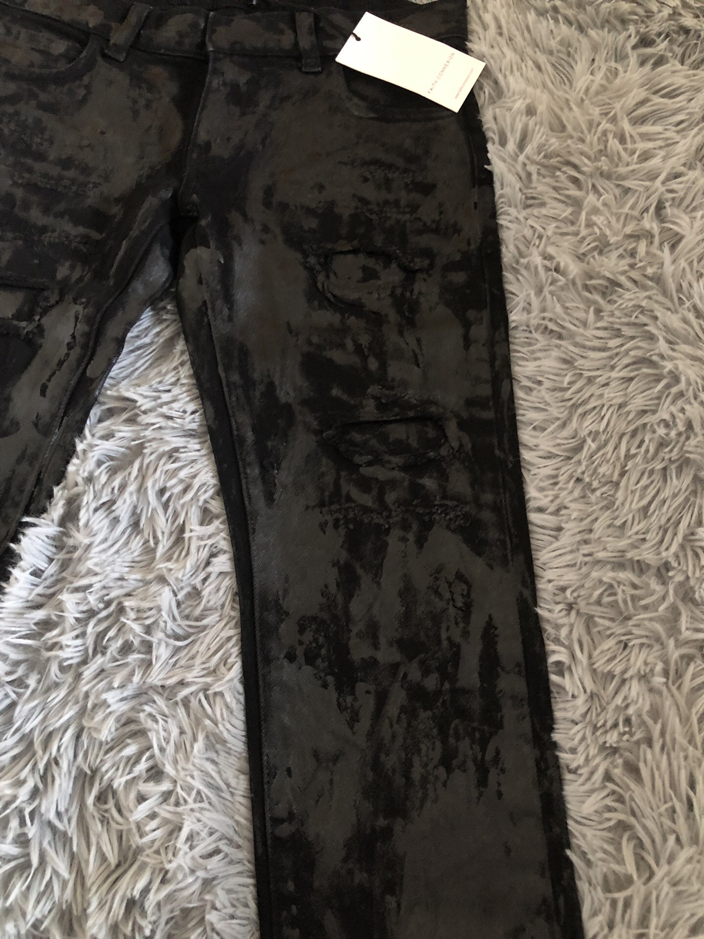 Faith Connexion Paint Splattered Distressed Jeans — detail