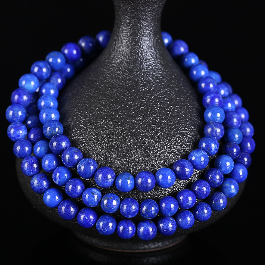 35.1克 天然超美帝王青青金石多圈手链