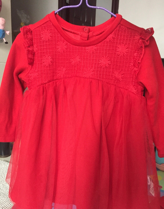 balabala巴拉巴拉红色加绒连衣裙80码