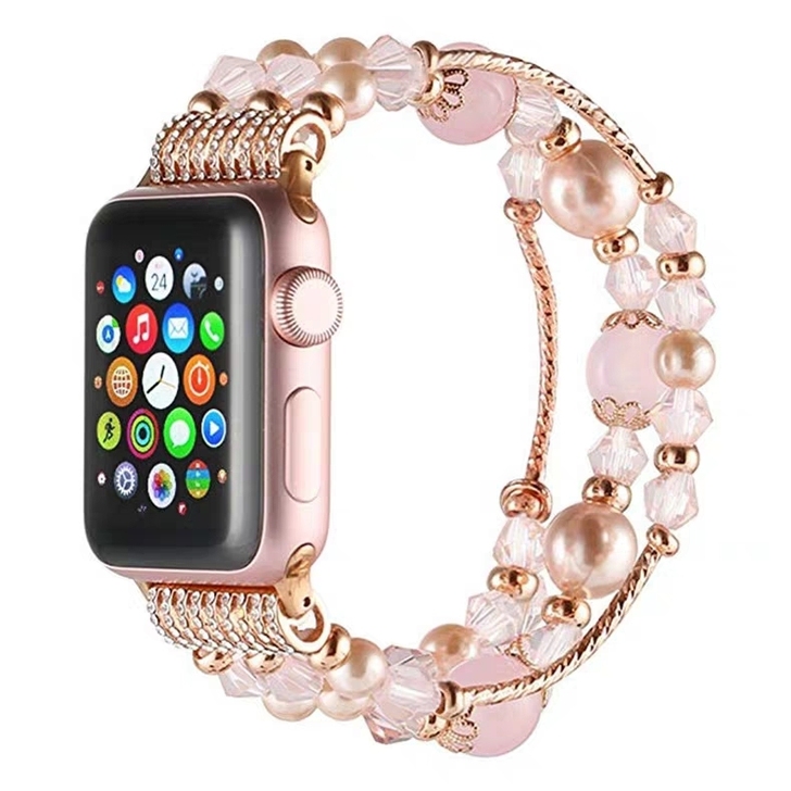 适用applewatch4苹果手表表带4代彩珠表带iwat