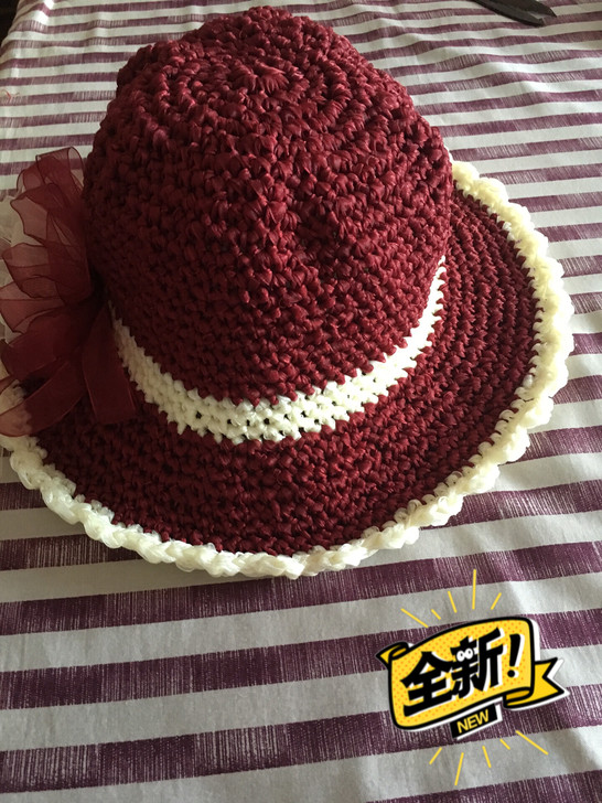 手工编织丝带夏凉帽