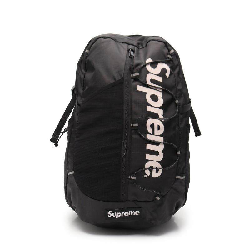[无保留价9.0新]supreme中性尼龙双肩包黑色白色17ss525036