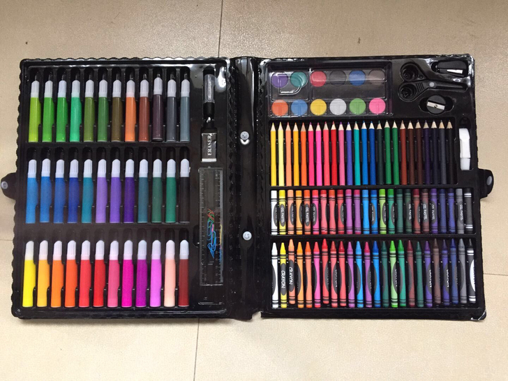 150支画笔套盒儿童环保无毒彩色礼物绘画文具水彩笔棒蜡笔