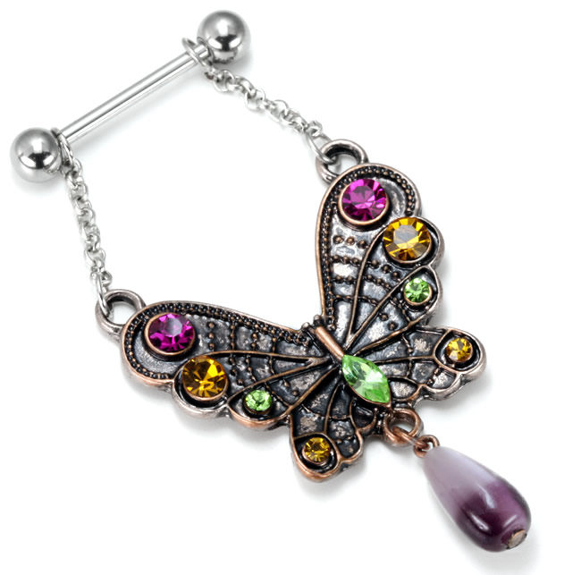 欧美韩男女性新款防过敏情趣蝴蝶乳头环乳环乳钉乳扣人体穿刺饰品