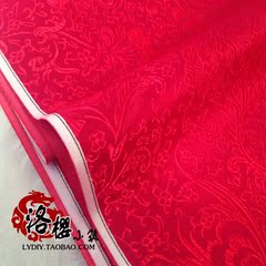 古装汉服礼服娃衣丝绸织锦布料COS服装面料/织锦—红底红凤尾牡丹