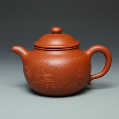 朱泥世家吴建明〖大亨掇球之望古〗660cc原矿朱泥紫砂壶