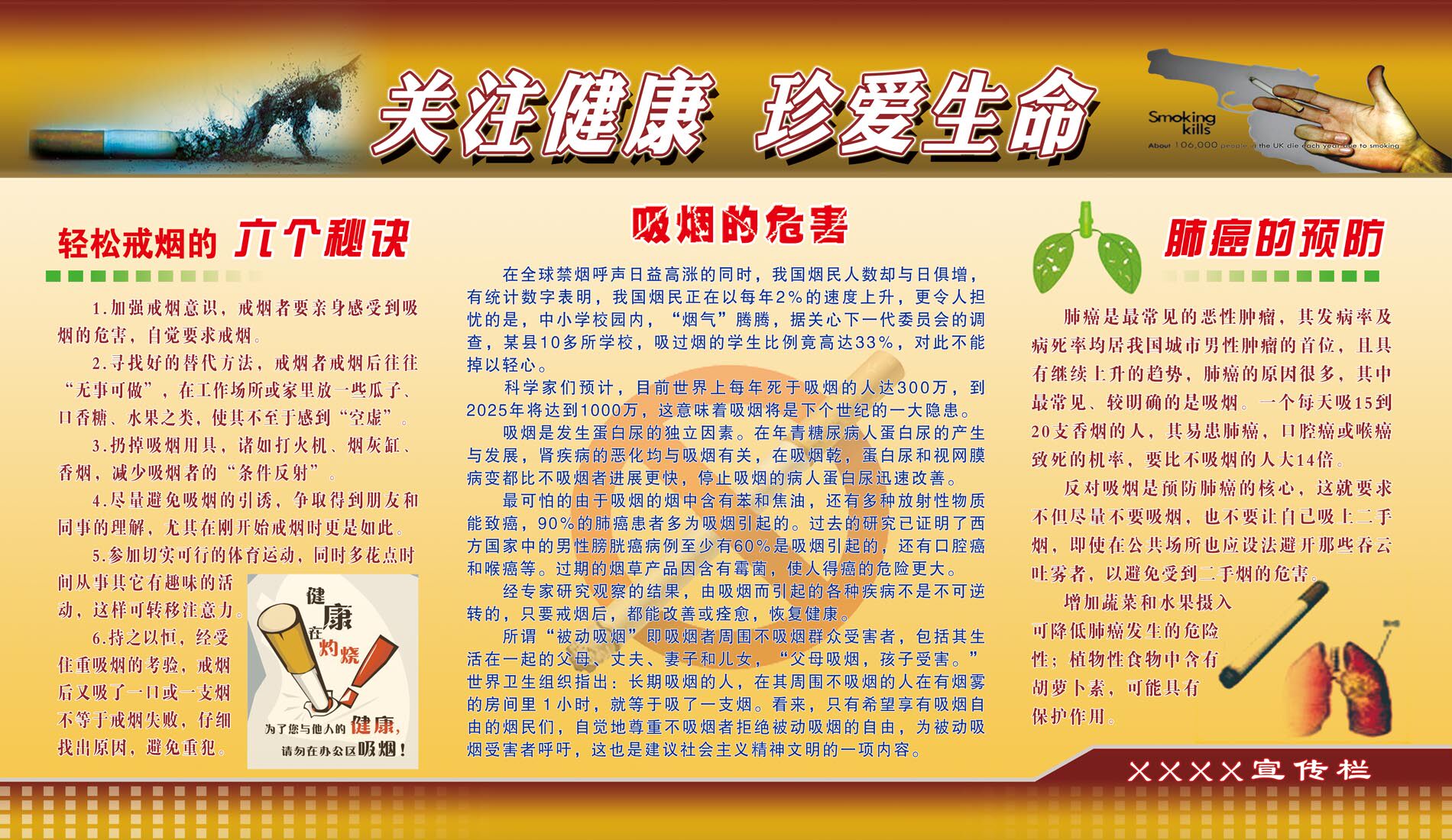 海报印制210展板4627关注健康珍爱生命戒烟的秘诀吸烟的危害