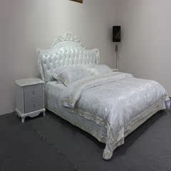 巴黎风品牌软床 欧式太子真皮软床 手工雕花床架 白色真皮床 269