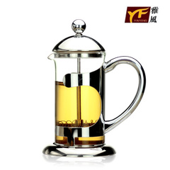 雅风 玻璃泡茶壶 不锈钢泡茶器冲茶器 茶具过滤茶壶滤压茶壶 包邮