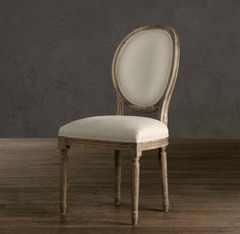 欧格森 欧式餐椅实木 做旧复古餐厅靠背椅美式餐椅美甲椅化妆椅