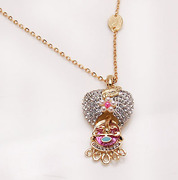 Smiling post Golden Bohemian old Indian head jewelry Crystal Necklace sweater chain Y31675