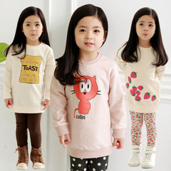 2016春季韩版同步新款 儿童卫衣 女童纯色毛圈上衣休闲外套