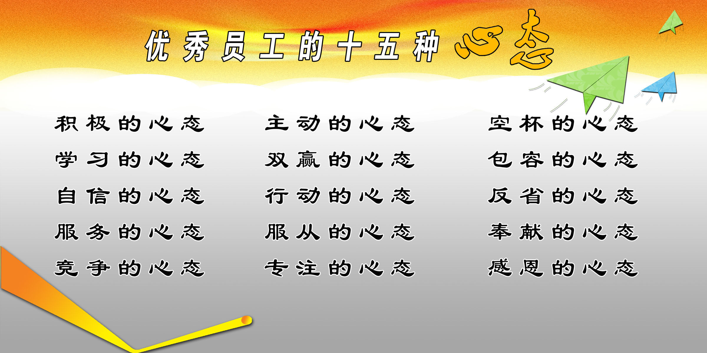 海报印制设计展板素材优秀员工十五五种心态写真