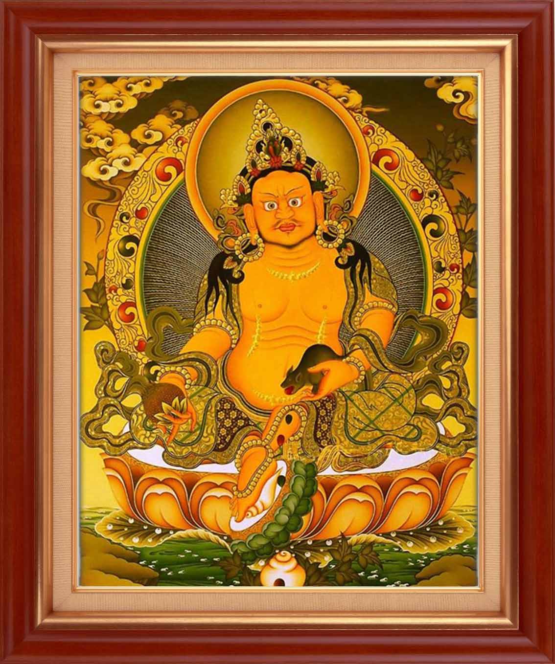 精准印花新款dmc纯棉线十字绣正品佛教人物唐卡黄财神