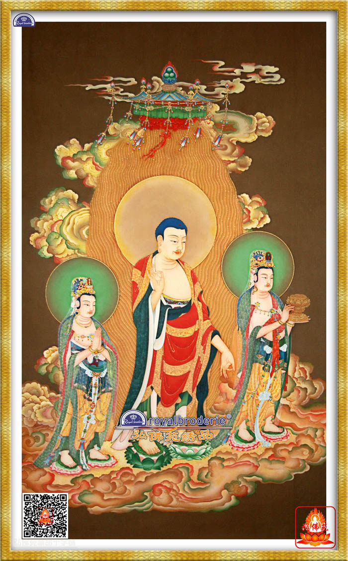 十字绣新款精准印花客厅套件佛教佛像西方三圣十字绣套件