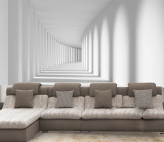 3D立体走长廊壁画 壁纸墙纸 沙发客厅卧室电视背景墙延伸空间