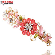 Package mail smiling Korean faux Pearl flower Barrette clip headgear top new Korea cross hairpin hair accessories clips side clips