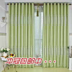 高档加厚全遮光窗帘 卧室卧室阳台绿色窗帘 成品绿色纯色遮光窗帘