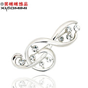 Package mail smiling Korean Crystal rhinestones brooch women romantic note luxury corsage pin clasp