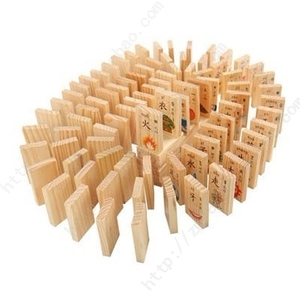 100粒识字多米诺骨牌积木 汉字图片认知 儿童益智玩具