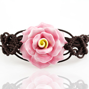 Hand effort made in Jingdezhen ceramic bracelet ladies pink rose flower ethnic jewelry Valentine''''''''s day gifts