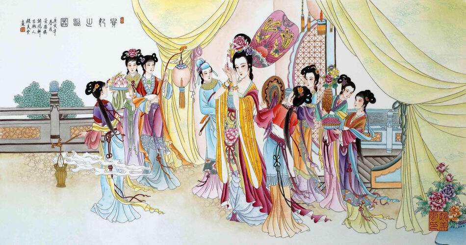 券大全—定制新品圆钻钻石画客厅卧室丝线棉线印花十字绣贵妃出浴图