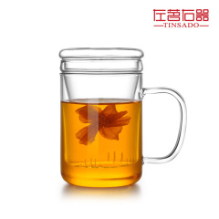 左茗右器 带盖耐热玻璃杯男女办公水杯过滤茶漏泡茶杯透明懒人杯