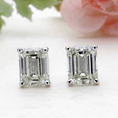 18K白金祖母绿钻石耳钉/耳环GIA 0.82克拉 R1010065 仕爵正品