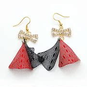 Post Korean version of smile package bow rhinestone earrings earring earring earring Korea earloop jewelry women