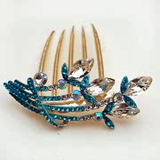 Package mail smiling Korean rhinestones rose Crystal hair comb insert hairpin tiara comb hair fork women hair accessory jewelry