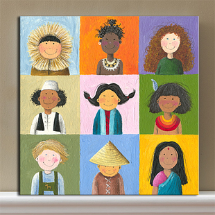 帆布 装饰画画芯挂画无框画帆布画清新儿童房客厅卧室咖啡馆 孩子们a