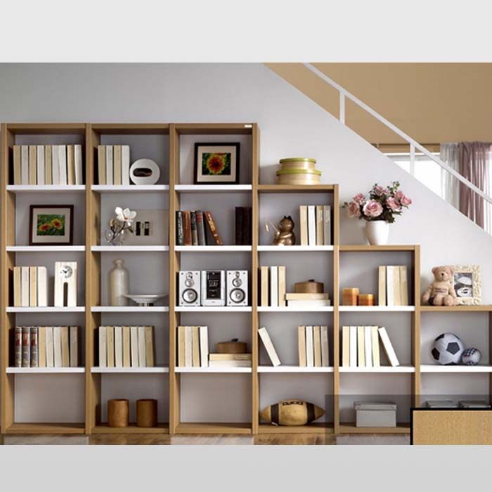 创意书房客厅楼梯间整体异形书架书柜 多功能储物格组合 定做定制