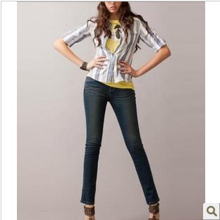 Fifth Street Special shop knitting Jeans Female sex Self cultivation Middle-waisted Small Straight trousers 31610002in the Women's clothing/Boutique , Jeans category - from Buy2taobao.com to provide professional Taobao agent buy service