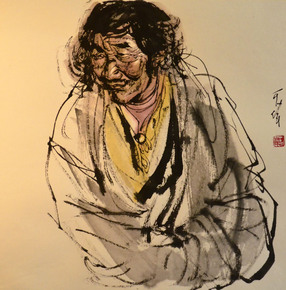 中国美协会员 实力画家 王可伟国画作品《拉萨的阳光》当前价064500