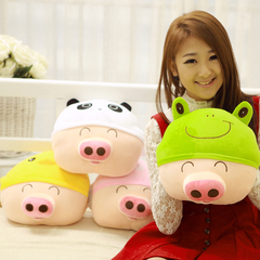 卡通动物手捂麦兜猪暖手抱枕毛绒玩具猪猪公仔布娃娃靠垫生日礼物